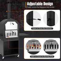 Wood Fired Outdoor Pizza Oven with Protective Cover 12 In. Pizza Stone in Black