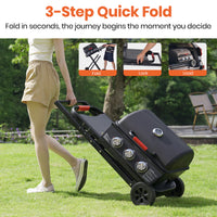 3-Burner Portable Grill with Foldable Legs, 30,000BTU Gas Grill , 415 SQ.IN Detachable Propane Grills, Non-Stick Porcelain Grate, Outdoor Bbq Grill for Camping, Tailgating, Backyard Cooking