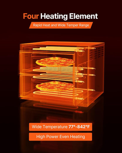 Pizza Oven Electric, 18" Double-Deck Commercial Countertop Pizza Oven, 842°F Max Temp, Indoor Pizza Maker with Thermometer, Independent Upper & Lower Temp Control & Timer for Home Restaurant