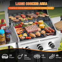 Propane Gas Grill, 3-Burner 24,000 BTU Stainless Steel BBQ Grill with Foldable Shelf for Outdoor Barbecue and Cooking