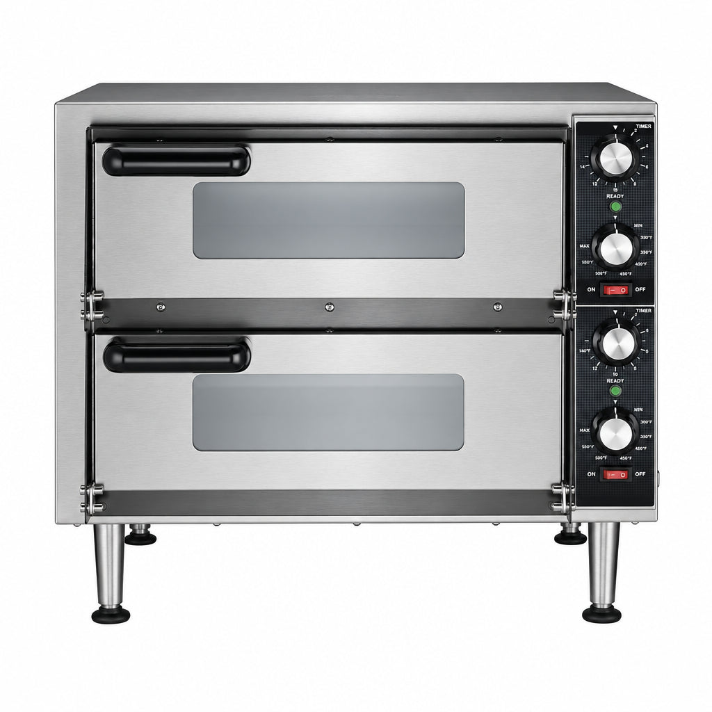 Pizza Oven with Independent Double-Deck & 14" Pizza Deck