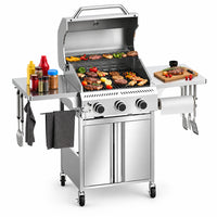 Propane Gas Grill, 3-Burner 24,000 BTU Stainless Steel BBQ Grill with Foldable Shelf for Outdoor Barbecue and Cooking